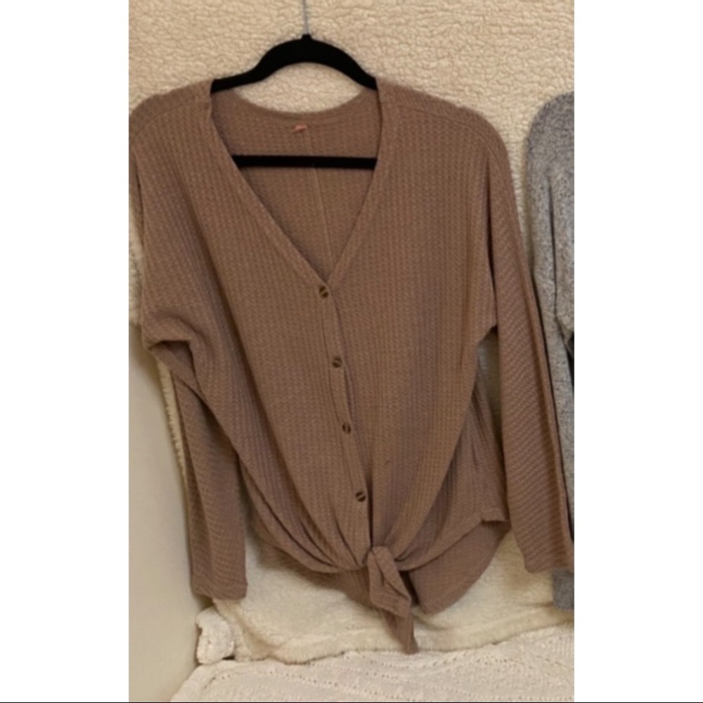 Brown/Dark Tan Waffle Knot Sweater